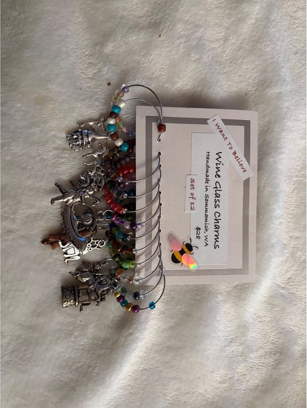 Set of new with tag wine glass charms 12 total